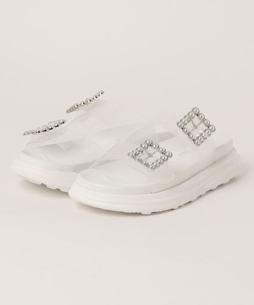 KOBE LETTUCE(コウベレタス)の「厚底ビジューダブルベルトサンダル(サンダル・レディース・ホワイト/クリア/ブラック・M/S/LL/L)」の10枚目の写真