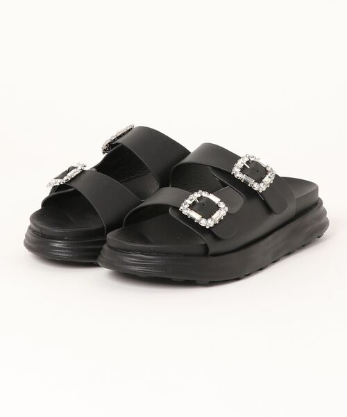 KOBE LETTUCE(コウベレタス)の「厚底ビジューダブルベルトサンダル(サンダル・レディース・ホワイト/クリア/ブラック・M/S/LL/L)」の11枚目の写真