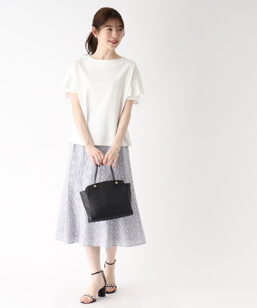 index（インデックス）の「◆フリルスリーブカットソー【UV/接触冷感/洗濯機洗い可/5色展開】（Tシャツ/カットソー・レディース・ライトグレー/ライトブルー/ブラック/レモンイエロー/ホワイト系・36/38/40/42）」の14枚目の写真