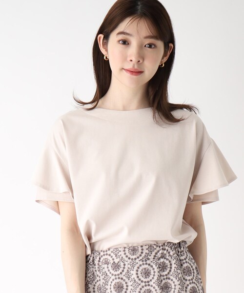 index（インデックス）の「◆フリルスリーブカットソー【UV/接触冷感/洗濯機洗い可/5色展開】（Tシャツ/カットソー・レディース・ライトグレー/ライトブルー/ブラック/レモンイエロー/ホワイト系・36/38/40/42）」の10枚目の写真