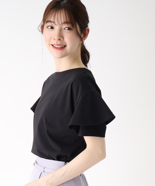 index（インデックス）の「◆フリルスリーブカットソー【UV/接触冷感/洗濯機洗い可/5色展開】（Tシャツ/カットソー・レディース・ライトグレー/ライトブルー/ブラック/レモンイエロー/ホワイト系・36/38/40/42）」の15枚目の写真