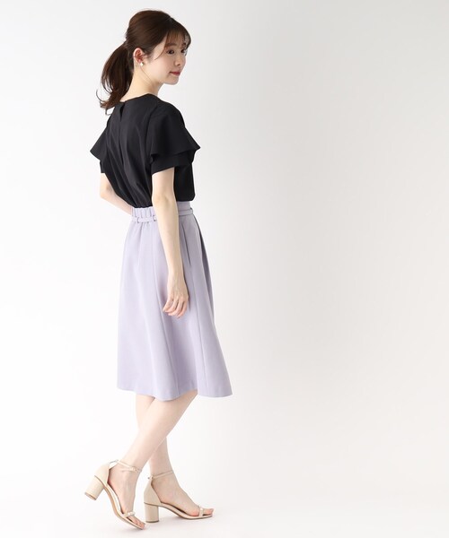 index（インデックス）の「◆フリルスリーブカットソー【UV/接触冷感/洗濯機洗い可/5色展開】（Tシャツ/カットソー・レディース・ライトグレー/ライトブルー/ブラック/レモンイエロー/ホワイト系・36/38/40/42）」の8枚目の写真