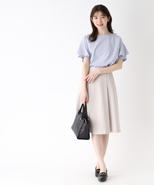 index（インデックス）の「◆フリルスリーブカットソー【UV/接触冷感/洗濯機洗い可/5色展開】（Tシャツ/カットソー・レディース・ライトグレー/ライトブルー/ブラック/レモンイエロー/ホワイト系・36/38/40/42）」の16枚目の写真