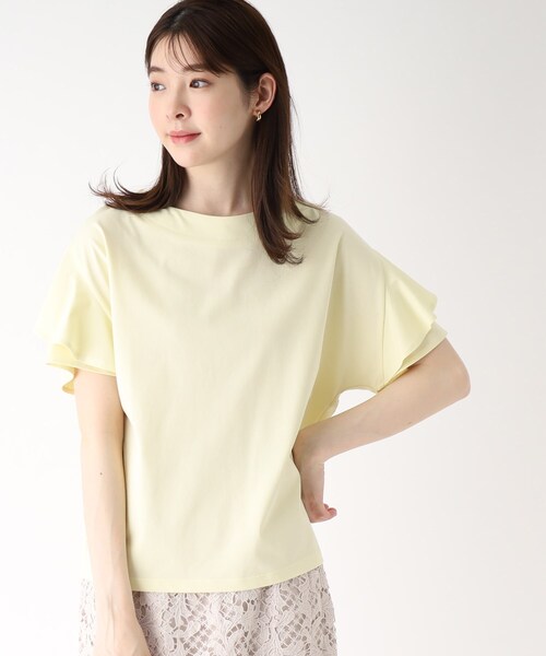 index（インデックス）の「◆フリルスリーブカットソー【UV/接触冷感/洗濯機洗い可/5色展開】（Tシャツ/カットソー・レディース・ライトグレー/ライトブルー/ブラック/レモンイエロー/ホワイト系・36/38/40/42）」の12枚目の写真