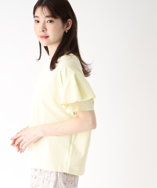 index（インデックス）の「◆フリルスリーブカットソー【UV/接触冷感/洗濯機洗い可/5色展開】（Tシャツ/カットソー・レディース・ライトグレー/ライトブルー/ブラック/レモンイエロー/ホワイト系・36/38/40/42）」の9枚目の写真