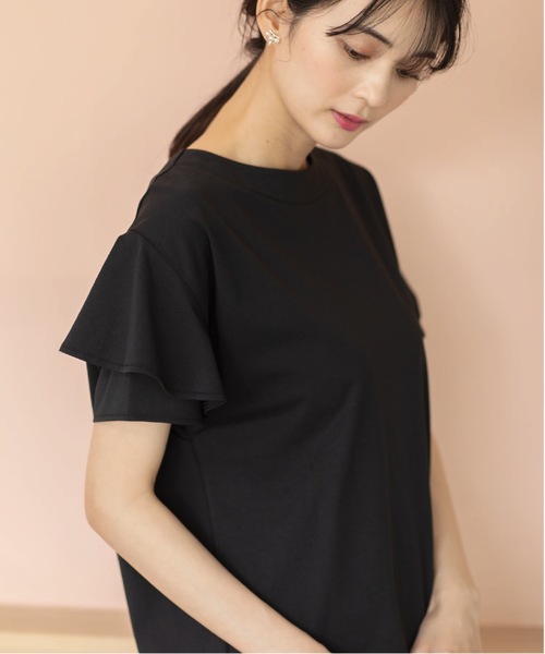 index（インデックス）の「◆フリルスリーブカットソー【UV/接触冷感/洗濯機洗い可/5色展開】（Tシャツ/カットソー・レディース・ライトグレー/ライトブルー/ブラック/レモンイエロー/ホワイト系・36/38/40/42）」の3枚目の写真