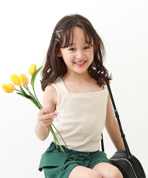 devirock（デビロック）の「リブタンクトップ（タンクトップ・キッズ・アイボリー/グリーン系その他/レッド系その他/ブラック・100cm/110cm/120cm/130cm/140cm/150cm/160cm）」の2枚目の写真