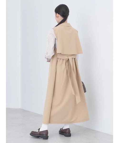 earth music&ecology（アースミュージックアンドエコロジー）の「ロングジレンチ（ベスト・レディース・ベージュ/ブラック・FREE）」の6枚目の写真