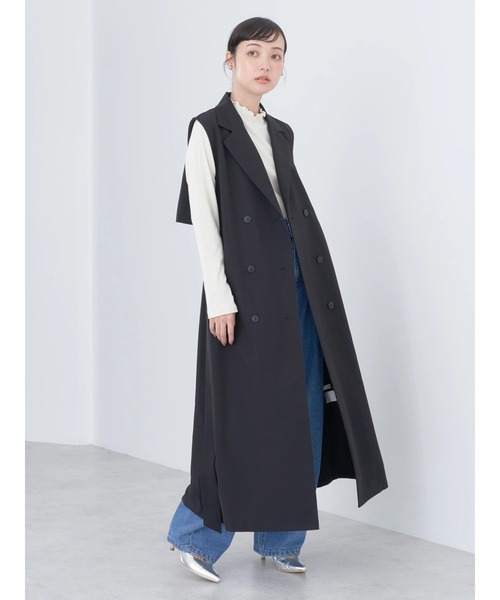 earth music&ecology（アースミュージックアンドエコロジー）の「ロングジレンチ（ベスト・レディース・ベージュ/ブラック・FREE）」の11枚目の写真