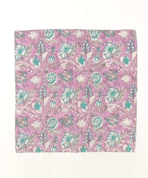 チャイハネ(チャイハネ)の「【チャイハネ】ブロックプリントバンダナ(バンダナ/スカーフ・レディース・ライトブルー/ベージュ/ターコイズブルー/イエロー/パープル/グレー/レッド/ワイン/カーキ/サックスブルー/グリーン/ホワイト・FREE)」の9枚目の写真