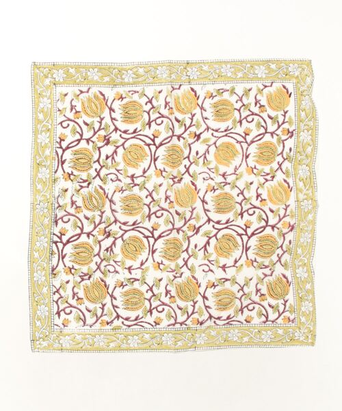 チャイハネ(チャイハネ)の「【チャイハネ】ブロックプリントバンダナ(バンダナ/スカーフ・レディース・ライトブルー/ベージュ/ターコイズブルー/イエロー/パープル/グレー/レッド/ワイン/カーキ/サックスブルー/グリーン/ホワイト・FREE)」の5枚目の写真