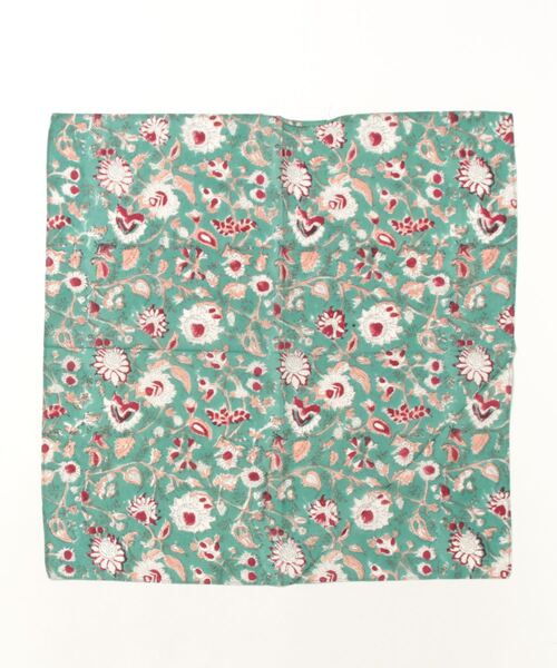 チャイハネ(チャイハネ)の「【チャイハネ】ブロックプリントバンダナ(バンダナ/スカーフ・レディース・ライトブルー/ベージュ/ターコイズブルー/イエロー/パープル/グレー/レッド/ワイン/カーキ/サックスブルー/グリーン/ホワイト・FREE)」の6枚目の写真