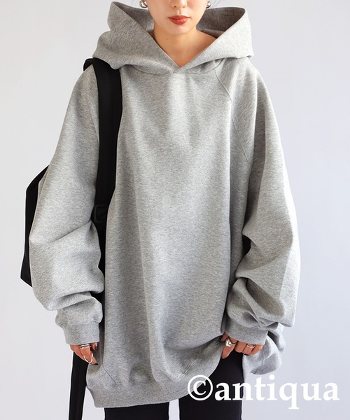 antiqua（アンティカ）の「ラグランコクーンフーディー（パーカー・レディース・ブラック/グリーン/オフホワイト/杢グレー・FREE）」の3枚目の写真