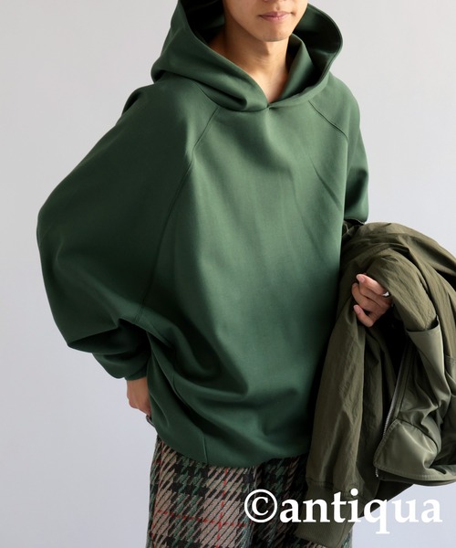 antiqua（アンティカ）の「ラグランコクーンフーディー（パーカー・レディース・ブラック/グリーン/オフホワイト/杢グレー・FREE）」の21枚目の写真