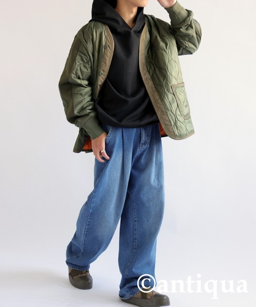 antiqua（アンティカ）の「ラグランコクーンフーディー（パーカー・レディース・ブラック/グリーン/オフホワイト/杢グレー・FREE）」の13枚目の写真