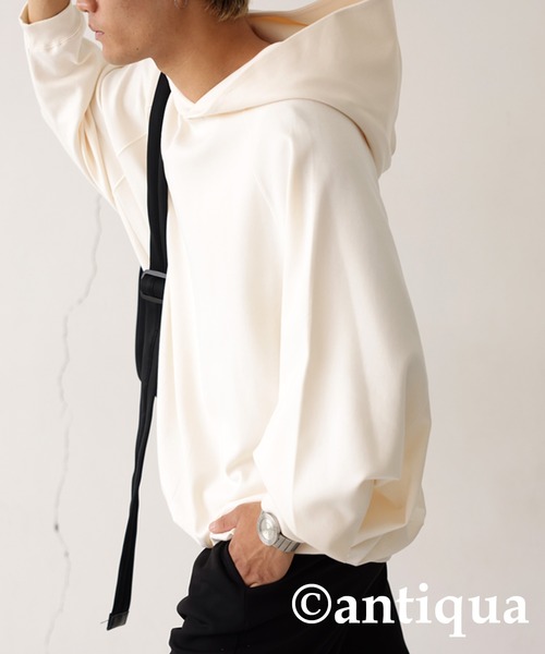 antiqua（アンティカ）の「ラグランコクーンフーディー（パーカー・レディース・ブラック/グリーン/オフホワイト/杢グレー・FREE）」の5枚目の写真