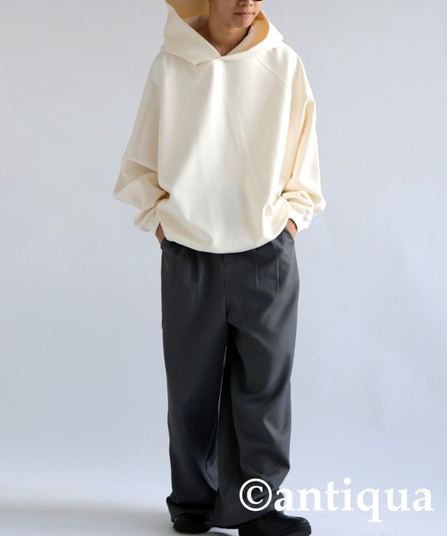 antiqua（アンティカ）の「ラグランコクーンフーディー（パーカー・レディース・ブラック/グリーン/オフホワイト/杢グレー・FREE）」の10枚目の写真