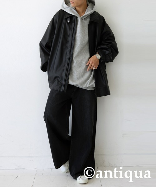 antiqua（アンティカ）の「ラグランコクーンフーディー（パーカー・レディース・ブラック/グリーン/オフホワイト/杢グレー・FREE）」の17枚目の写真