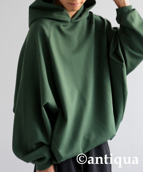 antiqua（アンティカ）の「ラグランコクーンフーディー（パーカー・レディース・ブラック/グリーン/オフホワイト/杢グレー・FREE）」の19枚目の写真