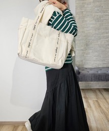 【Ungrid/アングリッド】キャンバス ロゴテープ 大容量 ラージトートバッグ