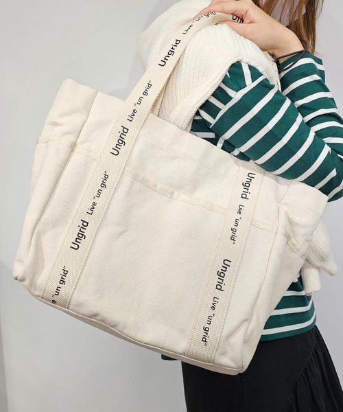 Ungrid（アングリッド）の「【Ungrid/アングリッド】キャンバス ロゴテープ　大容量　ラージトートバッグ（トートバッグ・レディース・ブラック/アイボリー/ブラック系その他・FREE）」の18枚目の写真