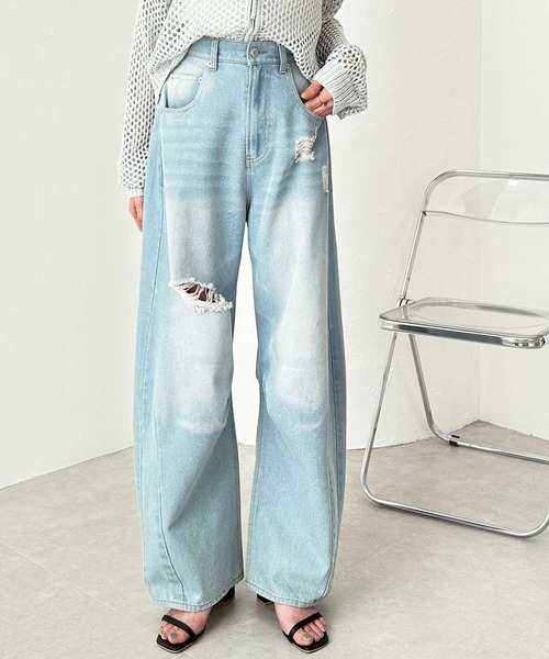 GeeRA(ジーラ)の「ダメージカーブデニムパンツ(デニムパンツ・レディース・ブルー/ブルー系その他・MEDIUM/LARGE)」の13枚目の写真