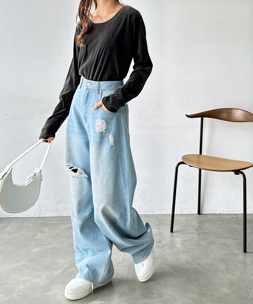 GeeRA(ジーラ)の「ダメージカーブデニムパンツ(デニムパンツ・レディース・ブルー/ブルー系その他・MEDIUM/LARGE)」の20枚目の写真