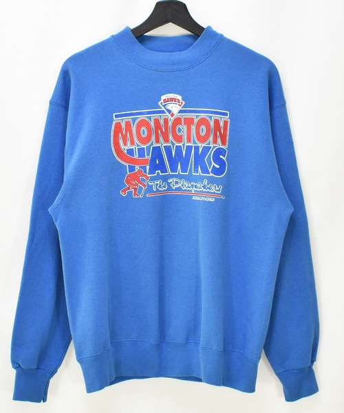 VINTAGE(ヴィンテージ)の「【ヴィンテージ古着】90's MONCTON HAWKS / モンクトン・ホークス AHL モックネックスウェット(スウェット・メンズ・ブルー・LARGE)」の2枚目の写真