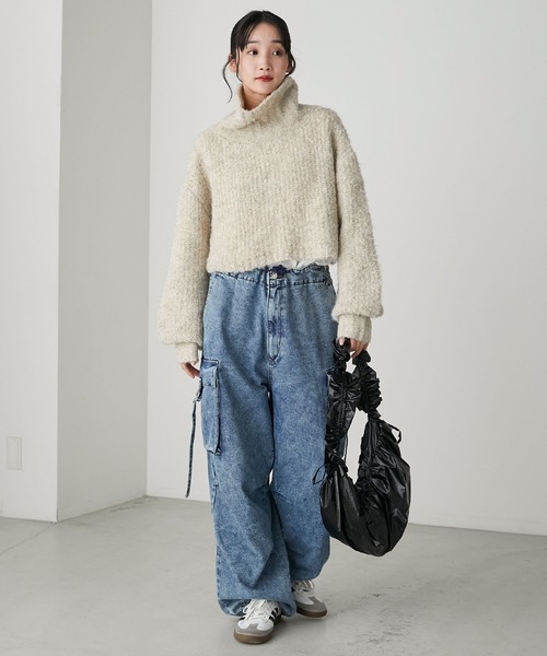 forksy.（フォルクシー）の「【forksy.】ラメニットショート丈バックリボンタートルネックプルオーバー（ニット/セーター・レディース・アイボリー/グリーン/ダークブラウン・FREE）」の12枚目の写真
