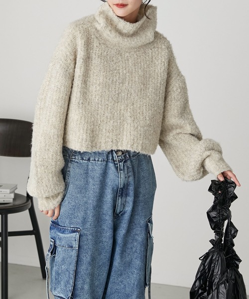 forksy.（フォルクシー）の「【forksy.】ラメニットショート丈バックリボンタートルネックプルオーバー（ニット/セーター・レディース・アイボリー/グリーン/ダークブラウン・FREE）」の15枚目の写真