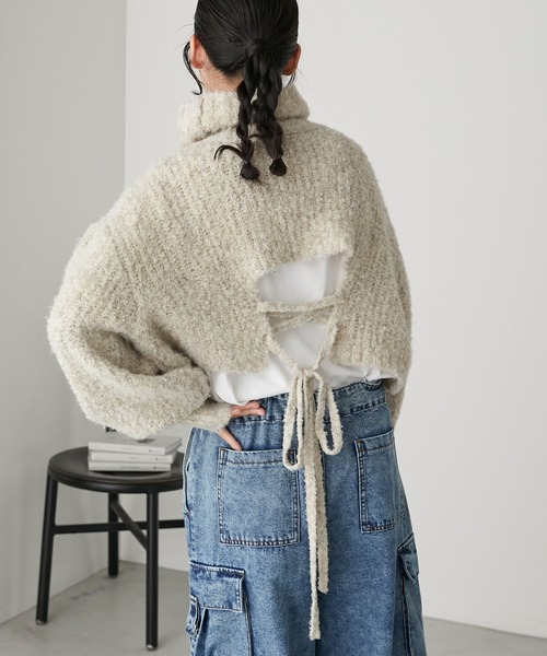 forksy.（フォルクシー）の「【forksy.】ラメニットショート丈バックリボンタートルネックプルオーバー（ニット/セーター・レディース・アイボリー/グリーン/ダークブラウン・FREE）」の16枚目の写真