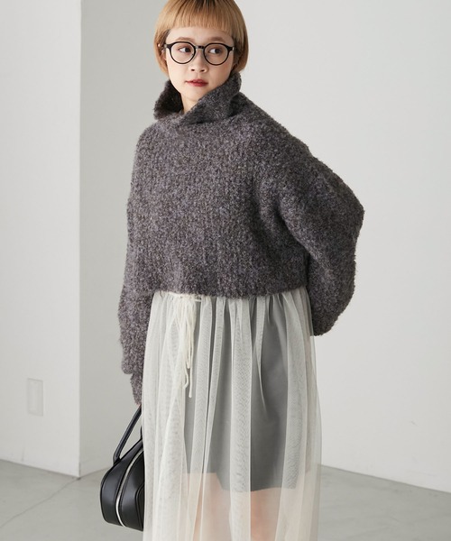 forksy.（フォルクシー）の「【forksy.】ラメニットショート丈バックリボンタートルネックプルオーバー（ニット/セーター・レディース・アイボリー/グリーン/ダークブラウン・FREE）」の18枚目の写真