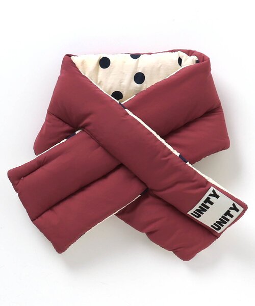 BREEZE(ブリーズ)の「キルトリバーシブルマフラー(マフラー・キッズ・アイボリー/オレンジ・MEDIUM/SMALL)」の1枚目の写真