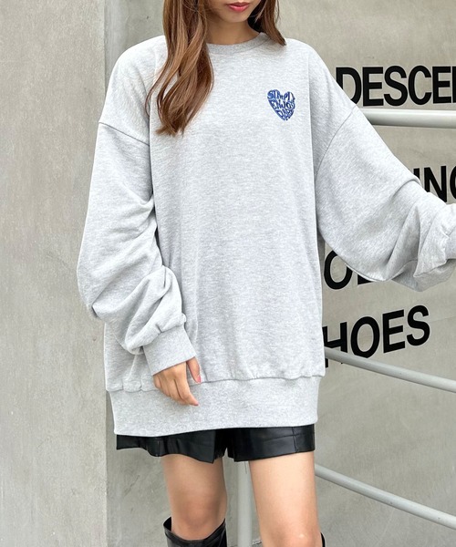 INGNI（イング）の「Backハートロゴサガラ刺しゅうチュニック（スウェット・レディース・チャコールグレー/グレー/オートミール・M）」の7枚目の写真