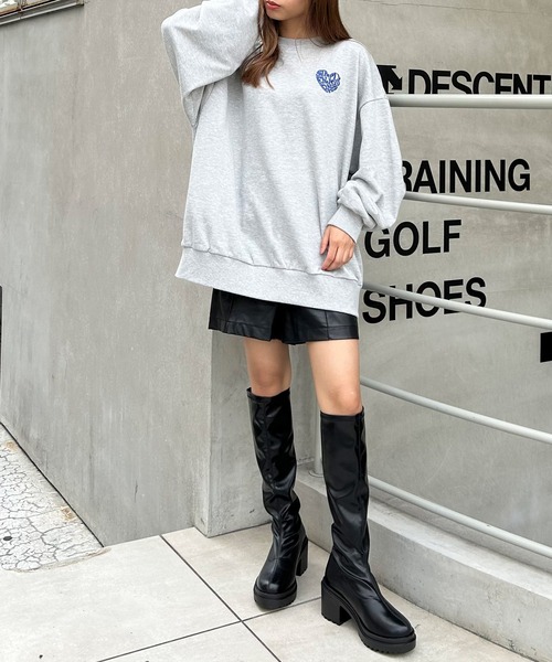 INGNI（イング）の「Backハートロゴサガラ刺しゅうチュニック（スウェット・レディース・チャコールグレー/グレー/オートミール・M）」の8枚目の写真