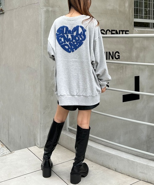 INGNI（イング）の「Backハートロゴサガラ刺しゅうチュニック（スウェット・レディース・チャコールグレー/グレー/オートミール・M）」の10枚目の写真