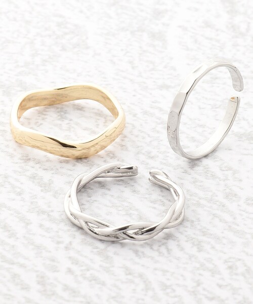 grove（グローブ）の「◆メタルミックス3連リング（リング・レディース・ゴールド/シルバー・00）」の2枚目の写真