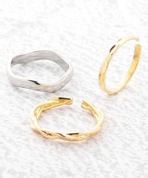 grove（グローブ）の「◆メタルミックス3連リング（リング・レディース・ゴールド/シルバー・00）」の3枚目の写真