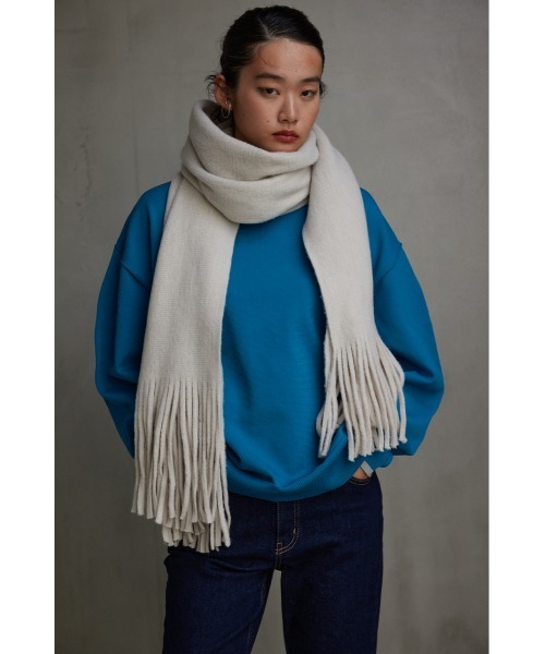 AZUL by moussy（アズールバイマウジー）の「ニットフリンジストール（ストール/ショール・レディース・チャコールグレー/オレンジ/ターコイズブルー/ライトベージュ・FREE）」の15枚目の写真