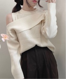 Dream garden | レイヤード風 オフショルダー 長袖ニットトップス(ニット/セーター)