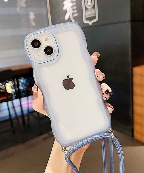 セール】iPhone ショルダーストラップ付きクリアスマホケース