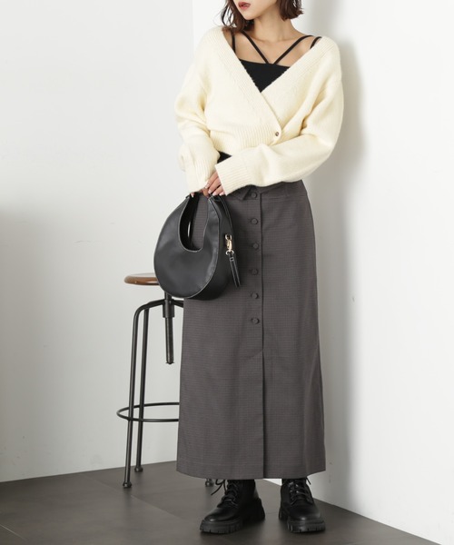 FREE'S MART（フリーズマート）の「【Sシリーズ対応】フロントボタンウエスト折り返しナロースカート（スカート・レディース・グレー系その他/ベージュ系その他/ボルドー・X-SMALL/MEDIUM/SMALL）」の7枚目の写真