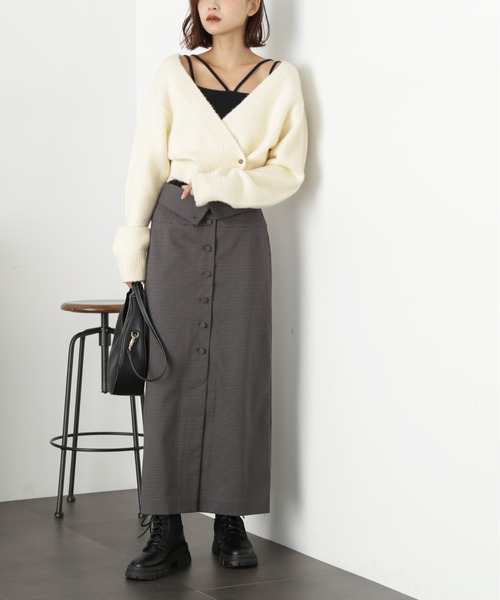 FREE'S MART（フリーズマート）の「【Sシリーズ対応】フロントボタンウエスト折り返しナロースカート（スカート・レディース・グレー系その他/ベージュ系その他/ボルドー・X-SMALL/MEDIUM/SMALL）」の9枚目の写真