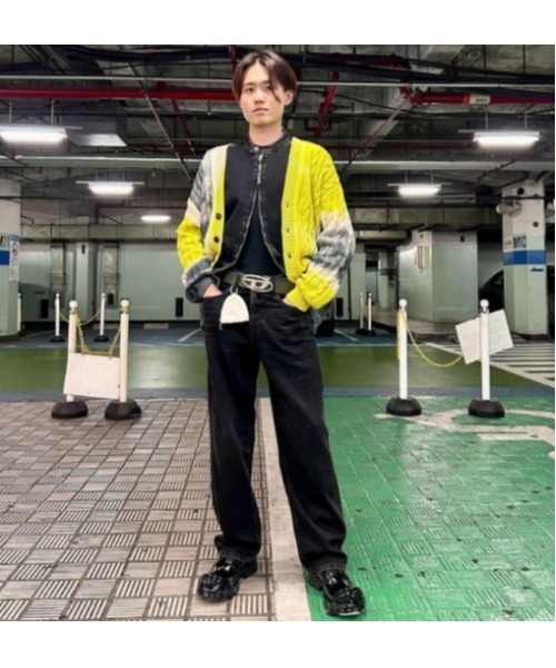 メンズ ブラックデニム ルーズ ストレート 2001 D-MACRO（デニムパンツ