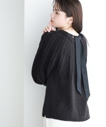 バックリボンデザインニット