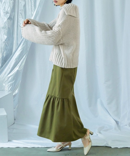Fashion Letter（ファッションレター）の「ハーフzip ニットプルオーバー（ニット/セーター・レディース・ベージュ/チャコール/ライトグレー/ブラック/ブルー・M）」の18枚目の写真