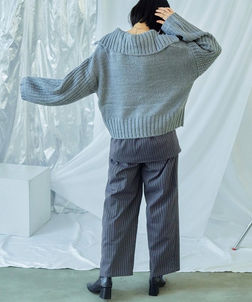 Fashion Letter（ファッションレター）の「ハーフzip ニットプルオーバー（ニット/セーター・レディース・ベージュ/チャコール/ライトグレー/ブラック/ブルー・M）」の20枚目の写真