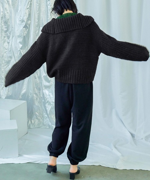 Fashion Letter（ファッションレター）の「ハーフzip ニットプルオーバー（ニット/セーター・レディース・ベージュ/チャコール/ライトグレー/ブラック/ブルー・M）」の16枚目の写真