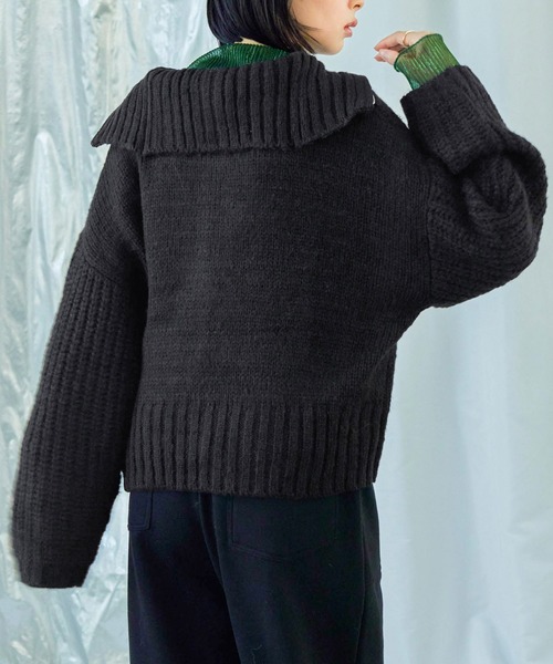 Fashion Letter（ファッションレター）の「ハーフzip ニットプルオーバー（ニット/セーター・レディース・ベージュ/チャコール/ライトグレー/ブラック/ブルー・M）」の22枚目の写真
