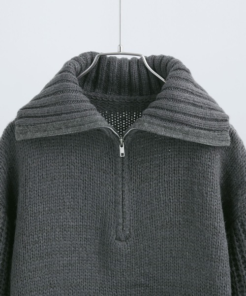 Fashion Letter（ファッションレター）の「ハーフzip ニットプルオーバー（ニット/セーター・レディース・ベージュ/チャコール/ライトグレー/ブラック/ブルー・M）」の11枚目の写真